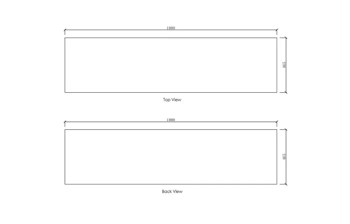 Solid Surface 1800X465X20  Matte White Top No Hole