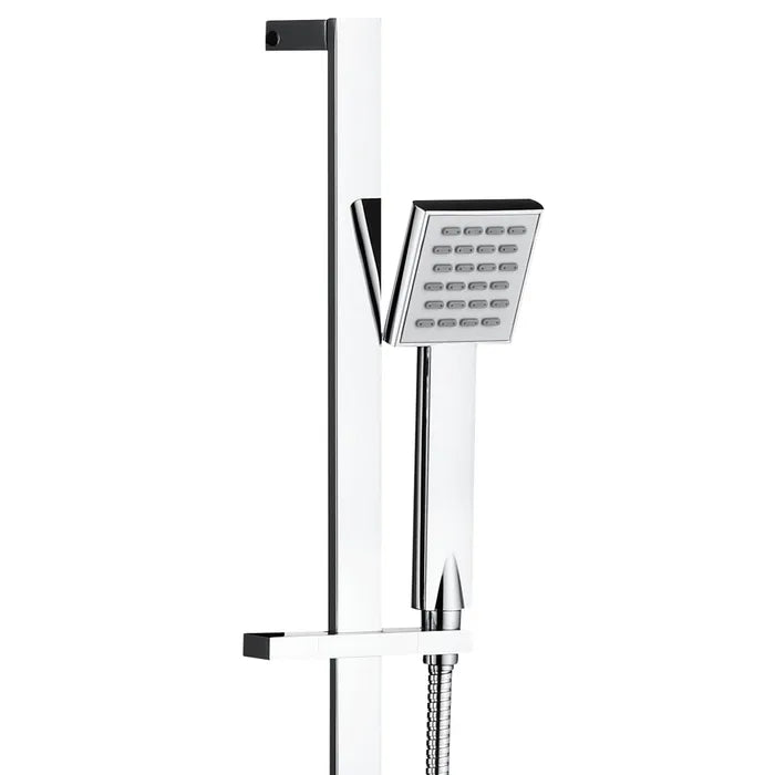 Taran Chrome Shower Rail with Square Handheld Shower Piece