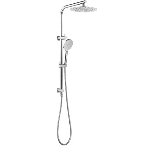 Pavia 250mm Chrome Twin Shower On Rail Top Inlet Round