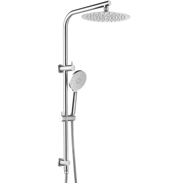 Pavia 250mm Chrome Twin Shower On Rail Top Inlet Round