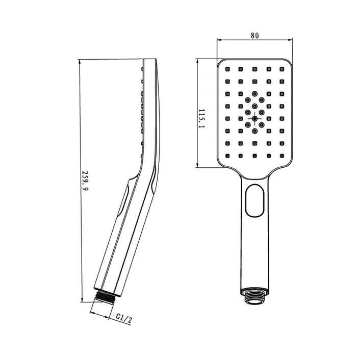 Taran Gun Metal Handheld Shower Piece Square