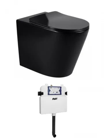 Alzano Wall Face Black Pan R&T Cistern (button order seperately)