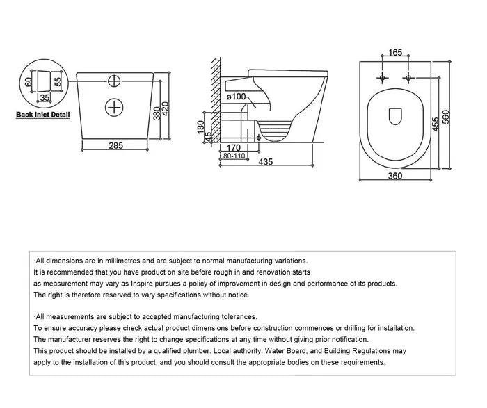 Alzano Wall Face Black Pan and Geberit Cistern (Button order seperately)