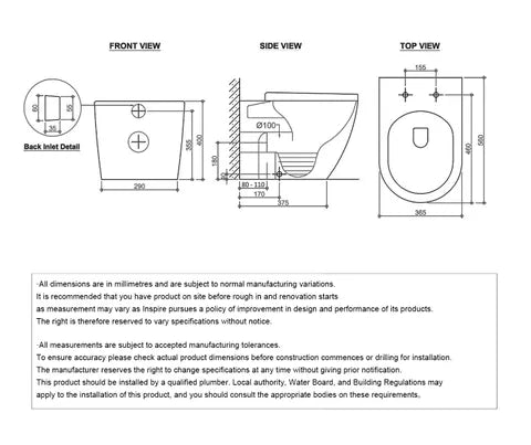 Voghera Wall Face Pan Geberit Concealed Cistern Set (push plate sold seperately)