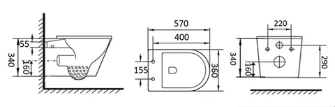 Alzano Wall Hung Pan R&T Inwall Cistern Set (Push Plate Sold Separately)