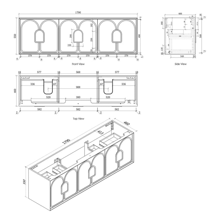 Laguna 1800mm Satin White Wall Hung Vanity