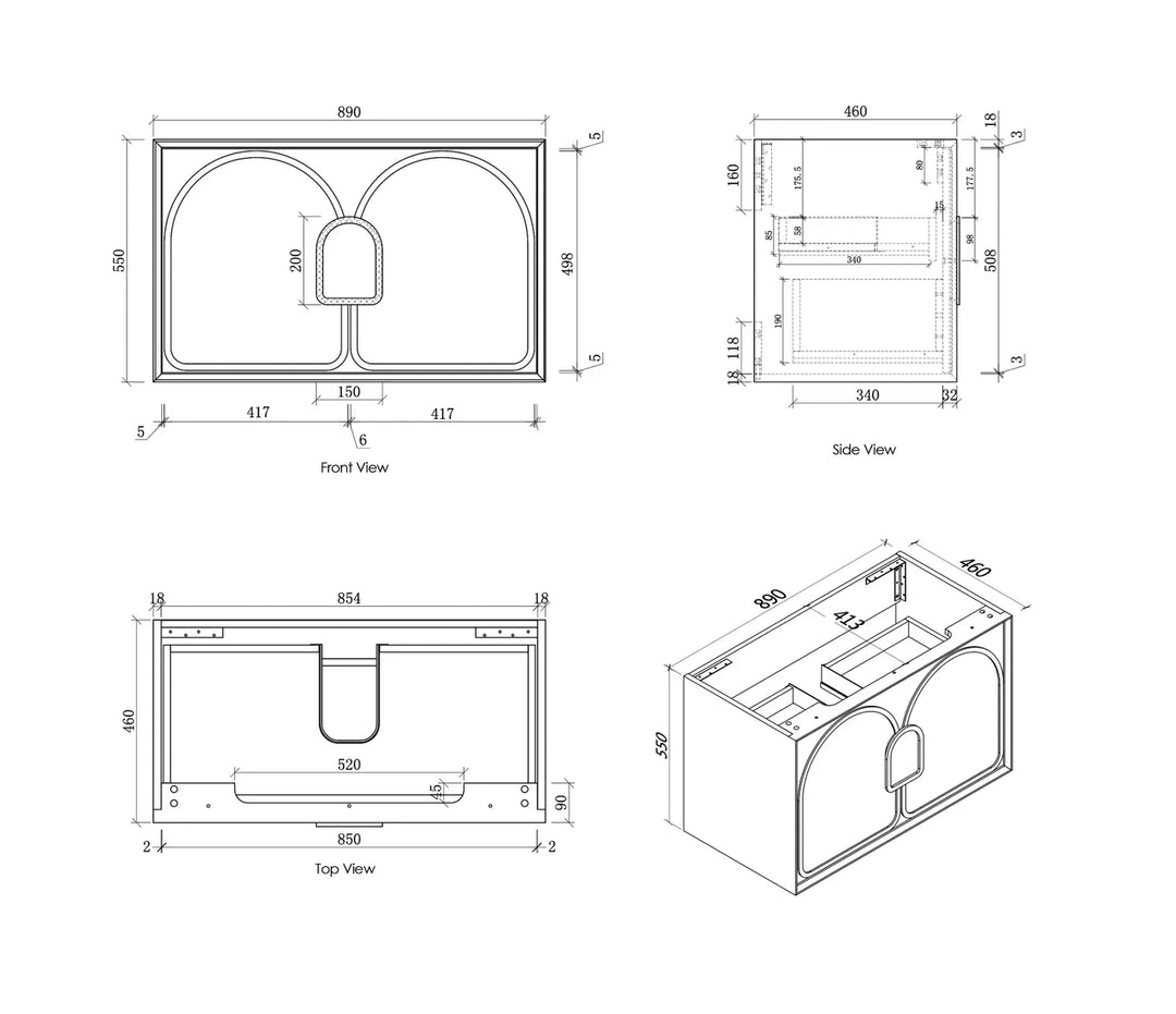 Laguna 900mm Satin White Wall Hung Vanity