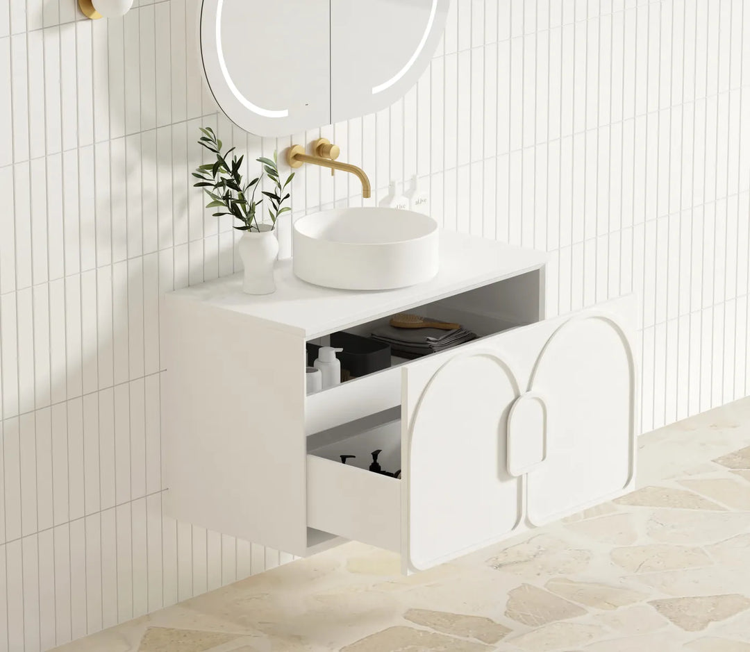 Laguna 900mm Satin White Wall Hung Vanity