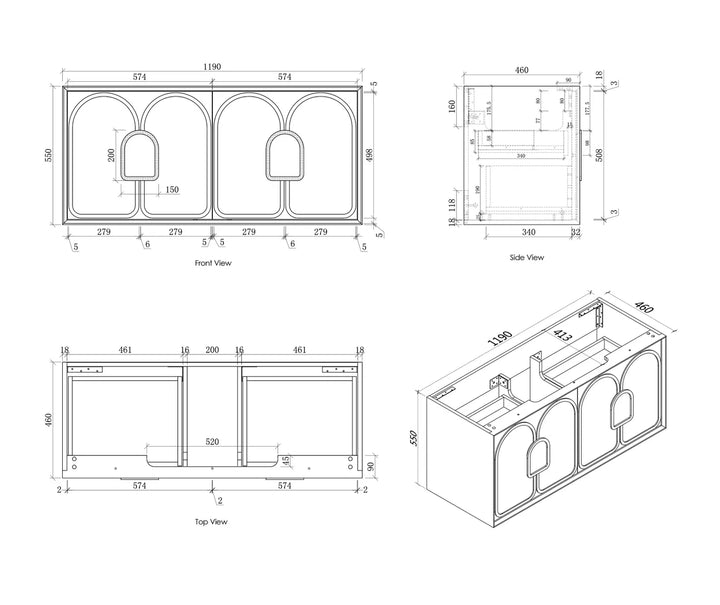 Laguna 1200mm Satin White Wall Hung Vanity