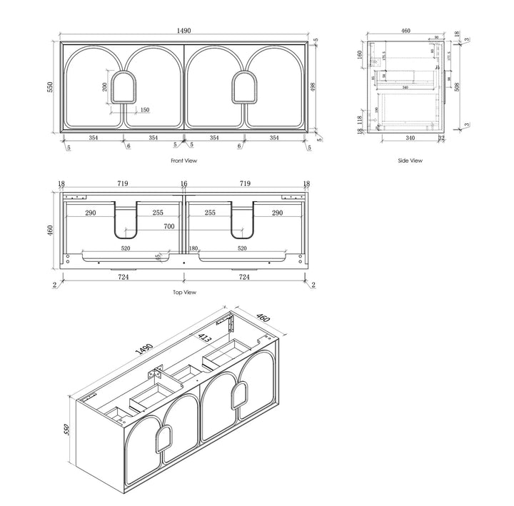 Laguna 1500mm Satin White Wall Hung Vanity