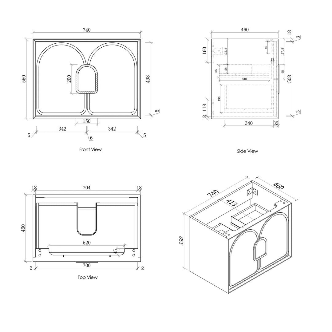 Laguna 750mm Satin White Wall Hung Vanity