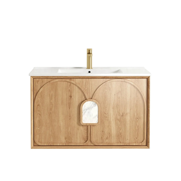 Laguna 900mm Natural American Oak Wall Hung Vanity