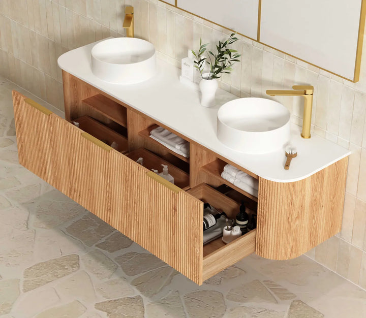 Bondi 1800mm Woodland Oak Fluted Curve Vanity