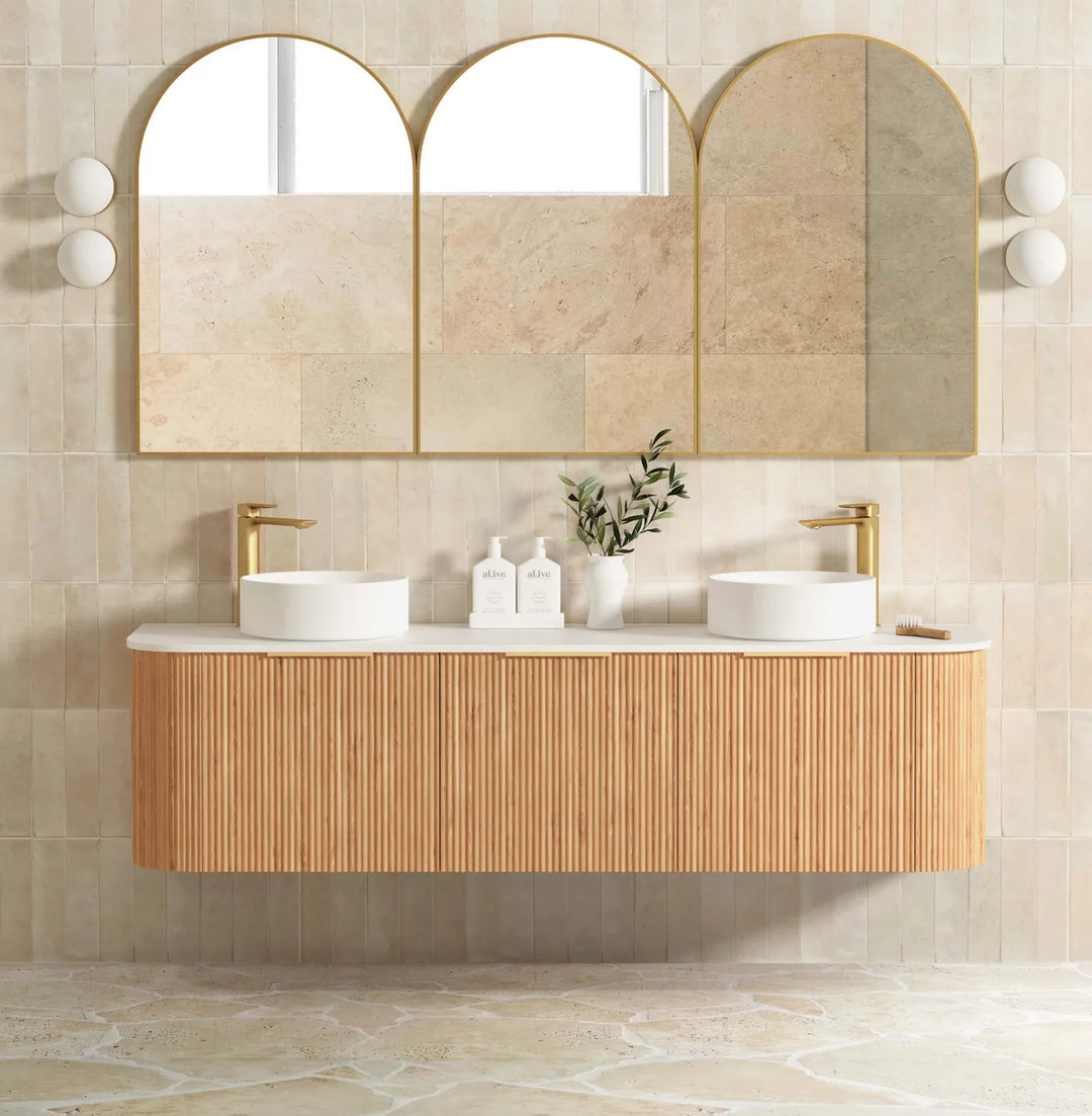 Bondi 1800mm Woodland Oak Fluted Curve Vanity