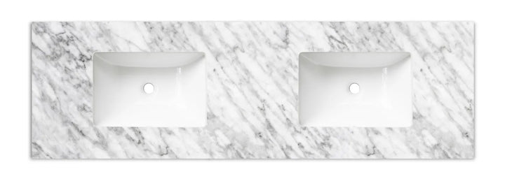 Natural Carrara Marble 1500x465x18 Top with Double Undermount Basins