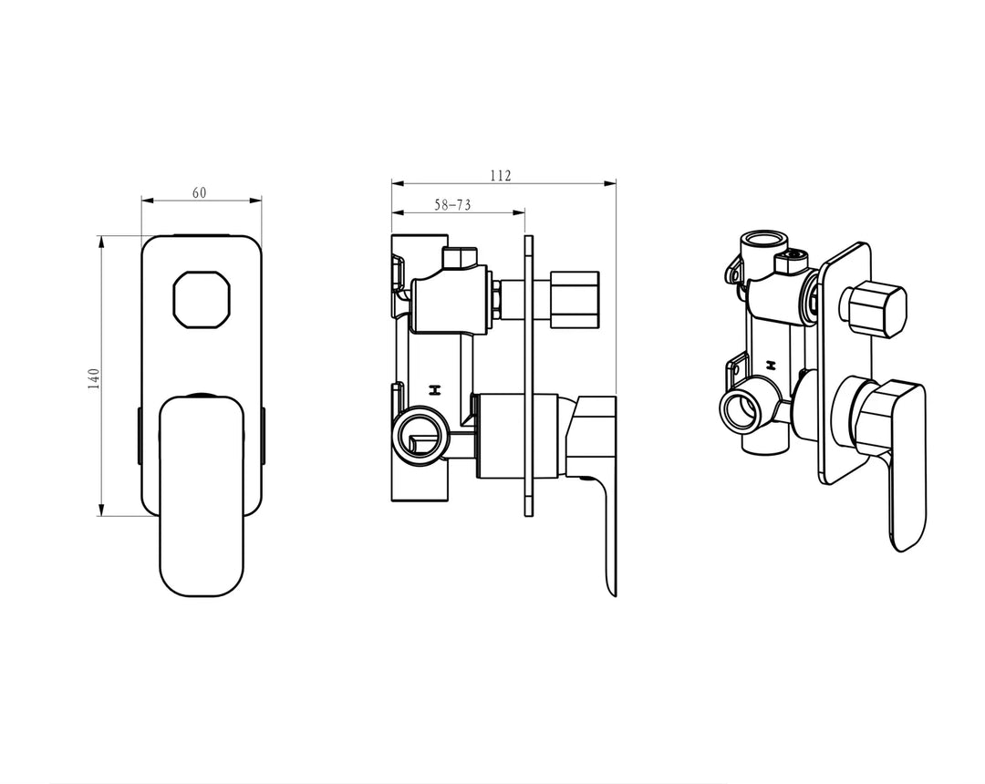 Oskar Shower Mixer With Diverter Chrome