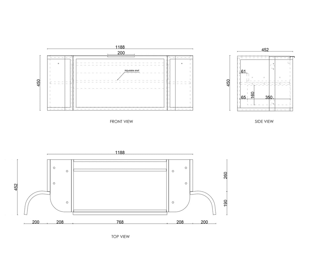 Hampshire 1200mm Satin White Wall Hung Curve Vanity