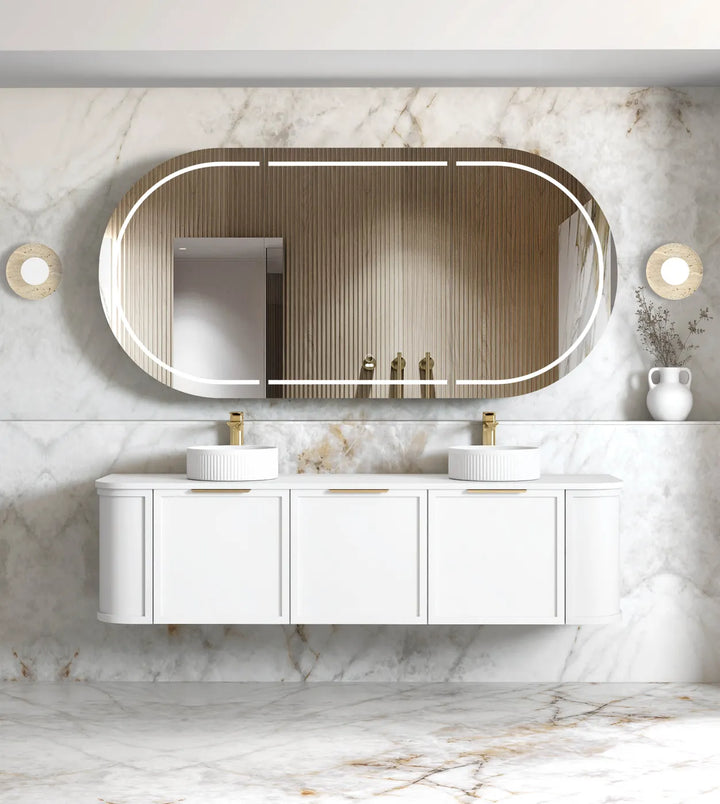 Hampshire 1800mm Satin White Wall Hung Curve Vanity
