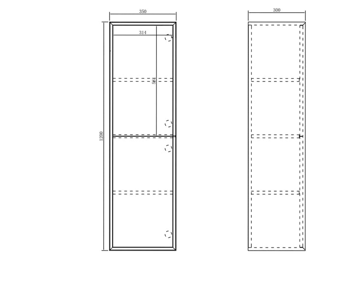 Noosa Tall Boy 350x300x1200 Matt White