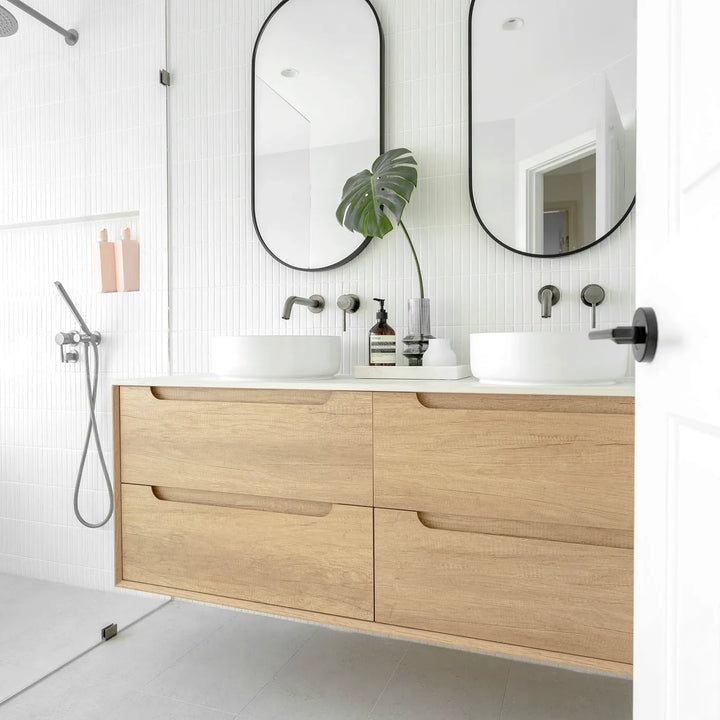 Byron 1200mm Natural Oak Wall Hung Vanity Double Bowl