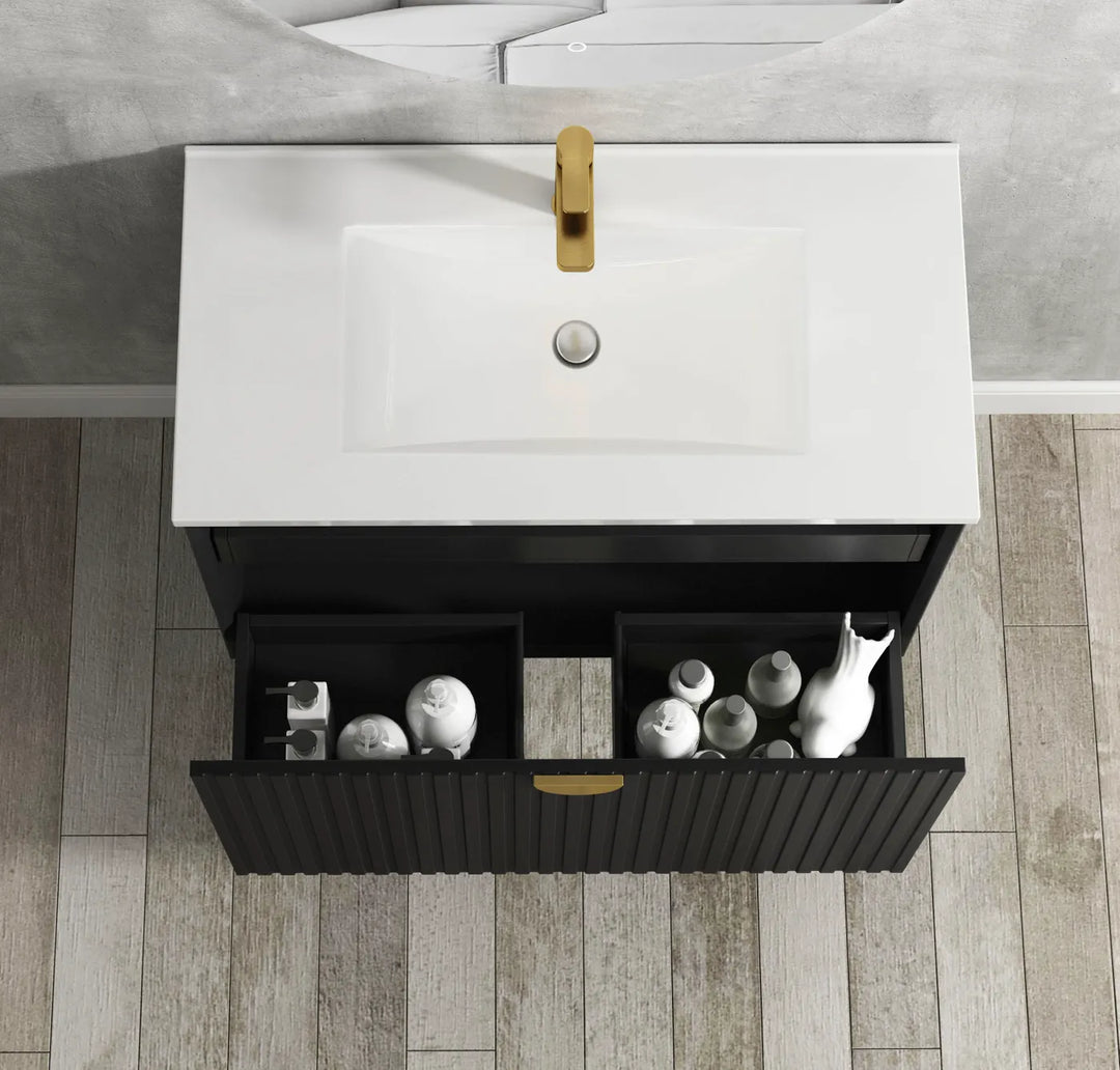 Marlo 600mm Matte Black Wall Hung Vanity