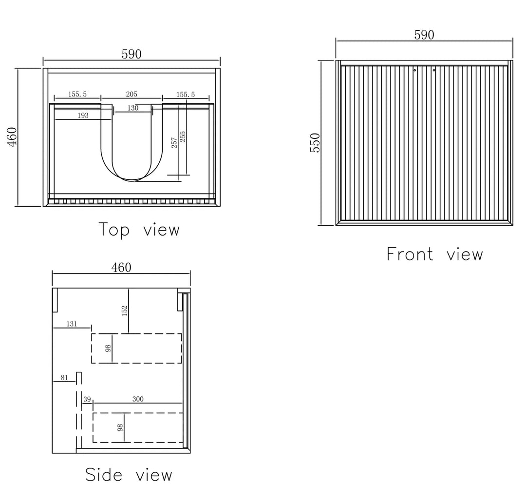 Marlo 600mm Matte Black Wall Hung Vanity