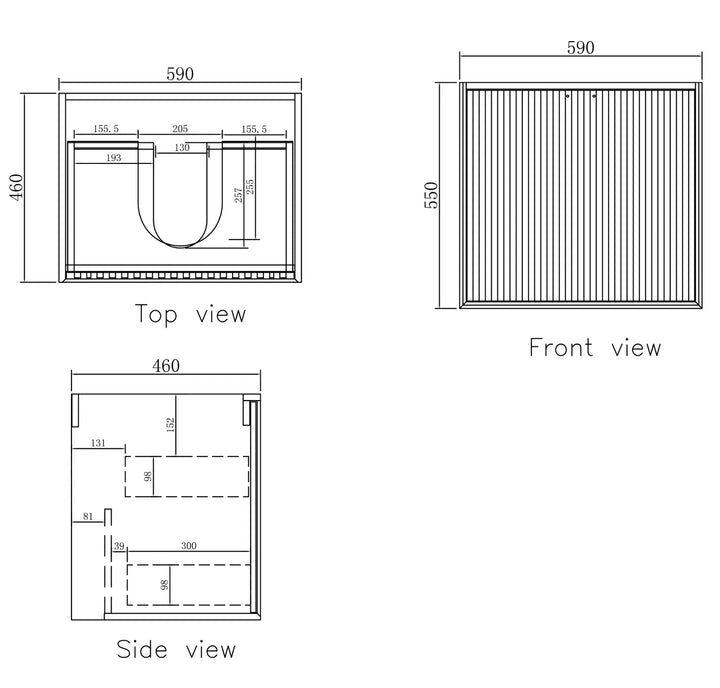 Marlo 600mm Matte Black Wall Hung Vanity