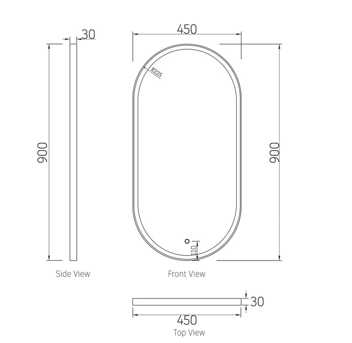 LED Noosa 900x450 Gold Metal Frame Mirror