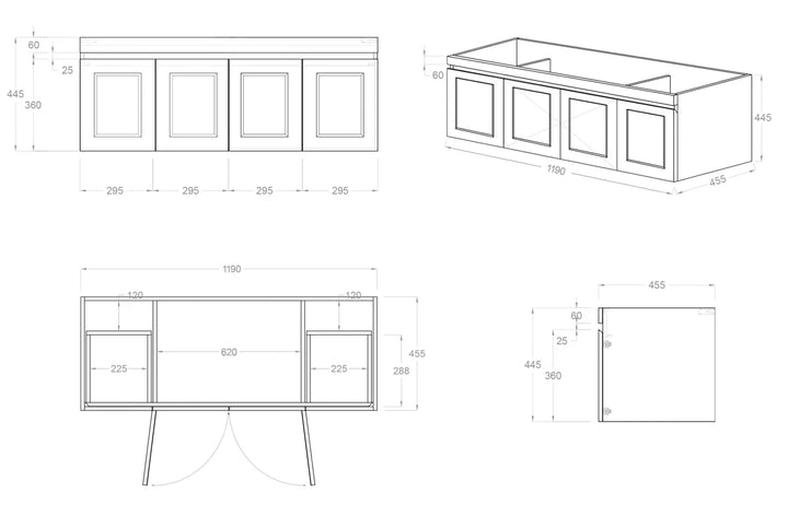 Hampton Mark II 1200mm Satin White Wall Hung Vanity