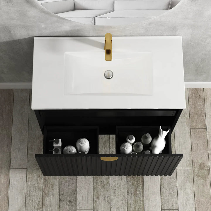 Marlo 750mm Matte Black Wall Hung Vanity