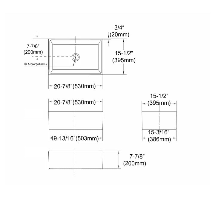 Essentials Butler Sink 530x395x200