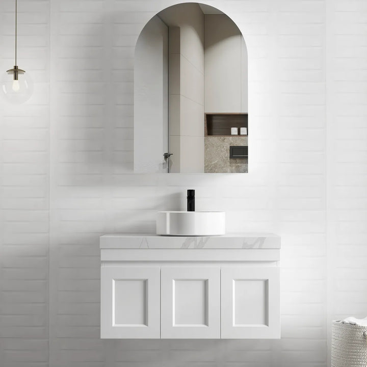 Hampton Mark II 900mm Satin White Wall Hung Vanity