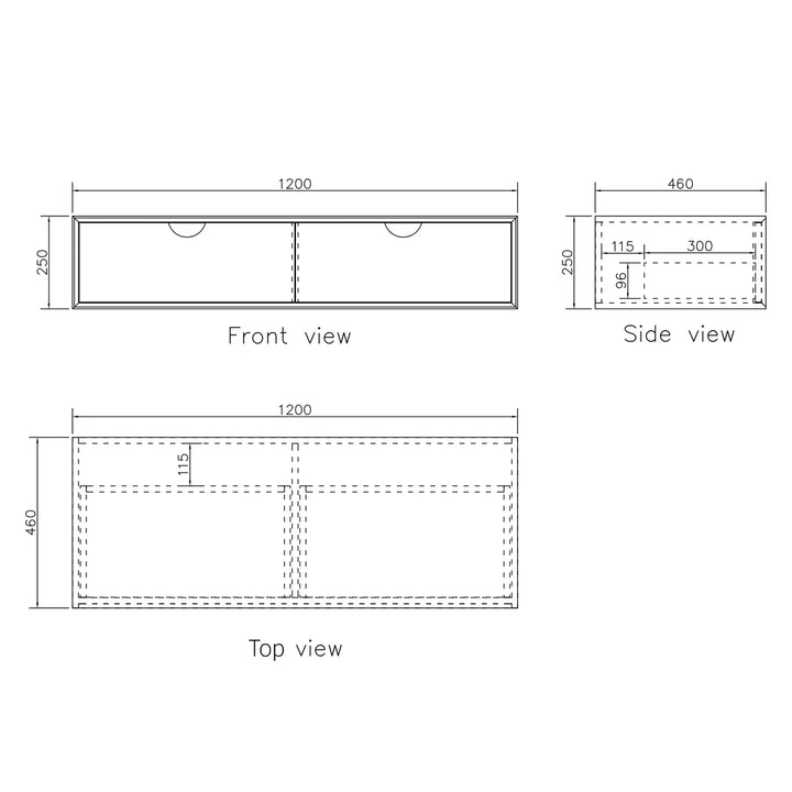 Moonlight 1200mm White Wall Hung Cabinet