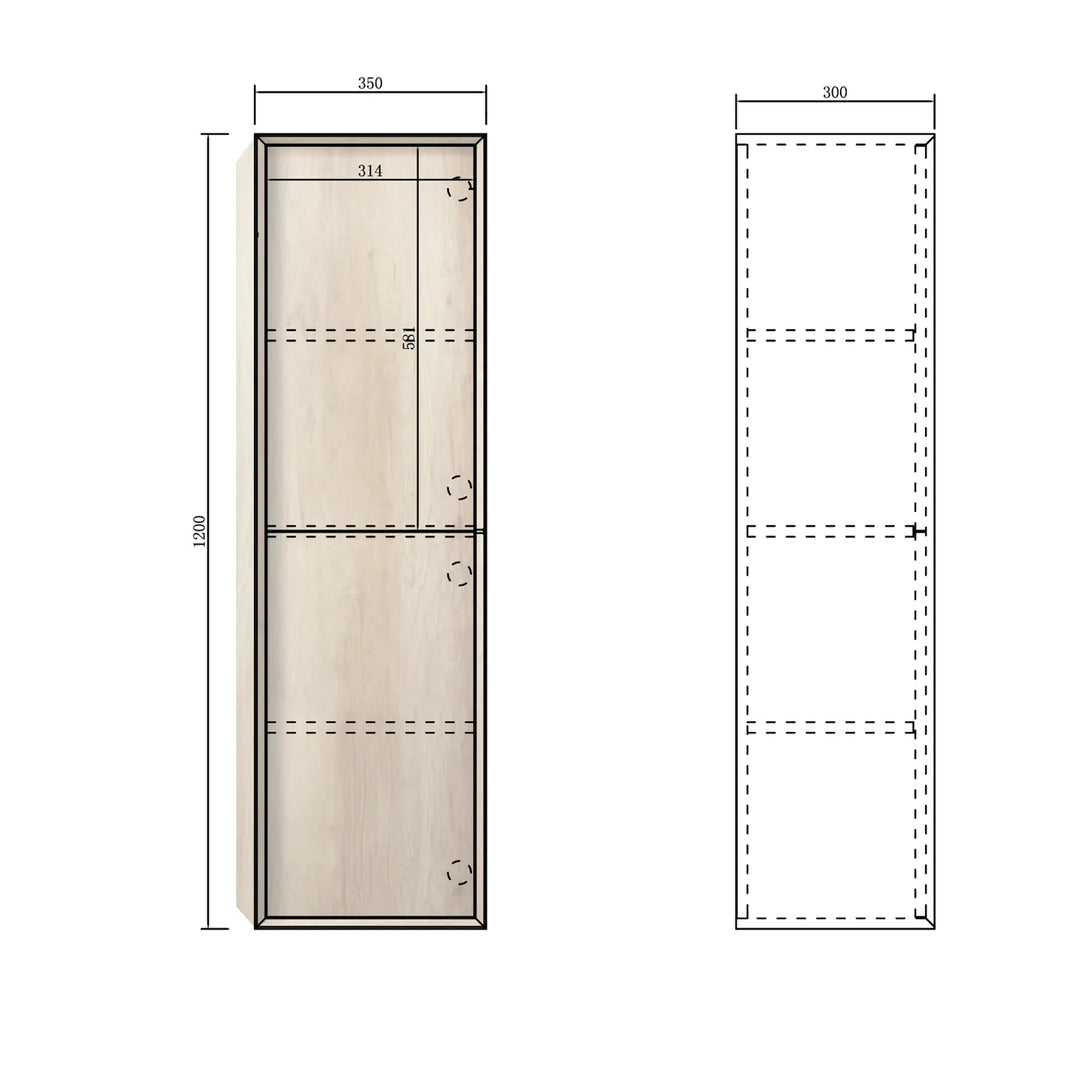 Byron Tall Boy 350x300x1200 Natural Oak