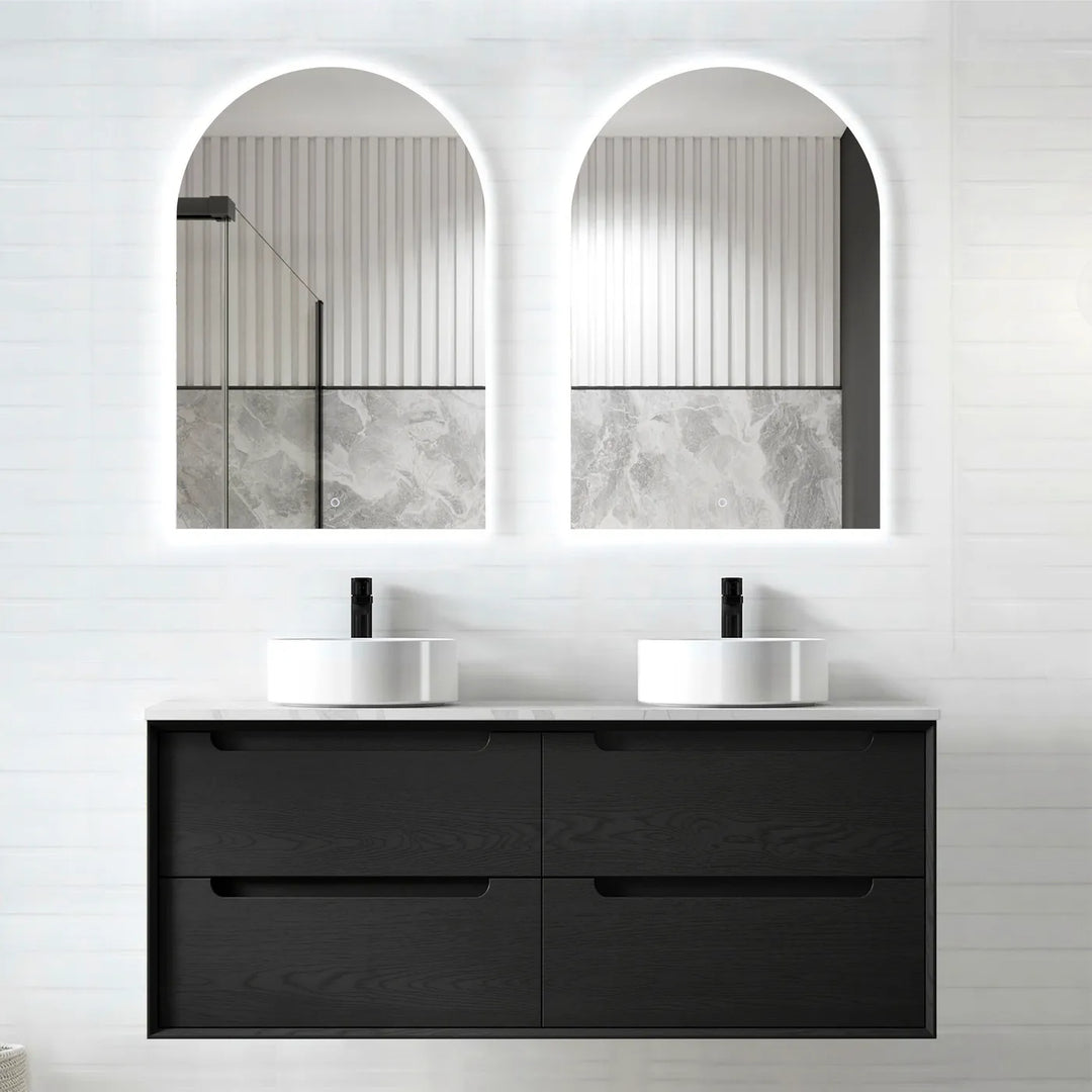 Byron 1200mm Black Oak Wall Hung Vanity Double wall