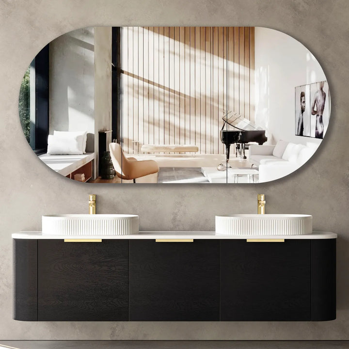 Bondi 1200mm Black Oak Wall Hung Curve Vanity