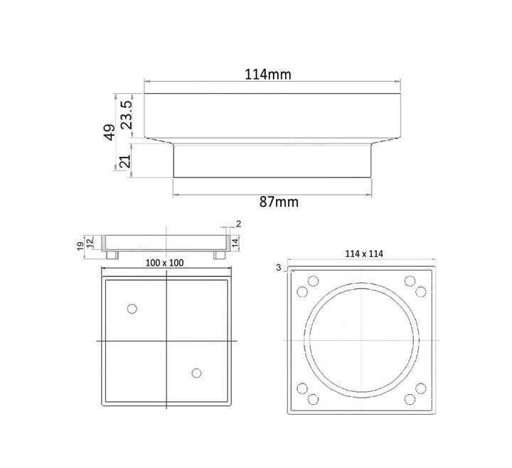 Smart 114 Brass Chrome Square Tiles Waste