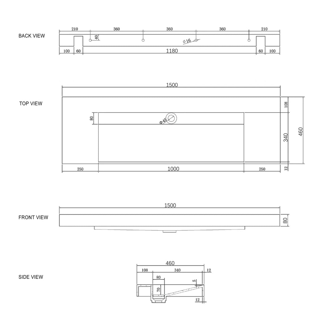 Moonlight 1500mm White Wall Hung Cabinet