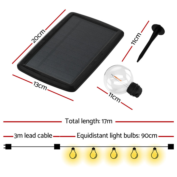 17m Solar Festoon Lights Outdoor LED