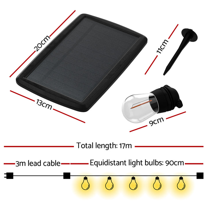 17m Solar Festoon Lights Outdoor LED